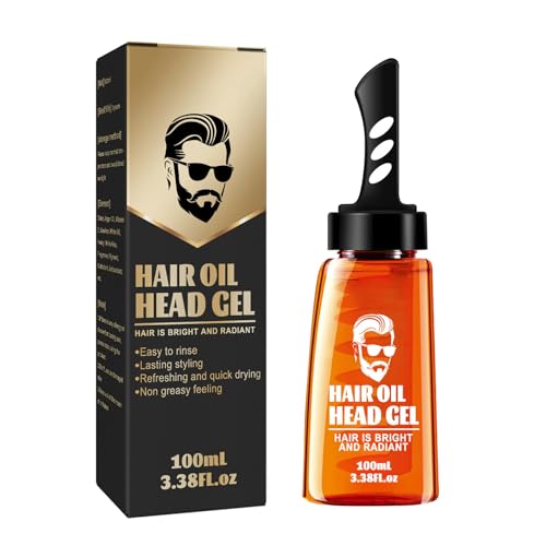 Hair Oil Head Gel, Haarstyling Gel mit Kamm für Männer, 2 in 1 Haarwachsgel mit Kamm, Haarstyling-Gel zum Modellieren der Haare und natürliches Stylen der Haare, Langanhaltendes (1 Stück) von hgerGWW