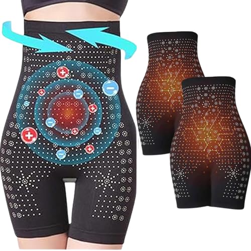 hnomrsk Slimgoo Negative Sauerstoffionen-Body zur Fettverbrennung, Bauchkontrolle und Entgiftung, Eisseiden-Ionenfaser-Reparatur-Shaping-Shorts (2 piezas Negro,Large) von hnomrsk