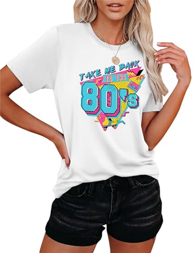 Damen Vintage 80er Jahre Tshirts LäSsiges Retro 80er Jahre Party Shirt Oberteile von hohololo