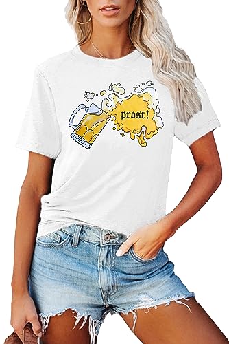 Oktoberfest T-Shirt Damen Bier Tshirt Kurzarm Outfit Bierliebhaber-Geschenk Tops von hohololo