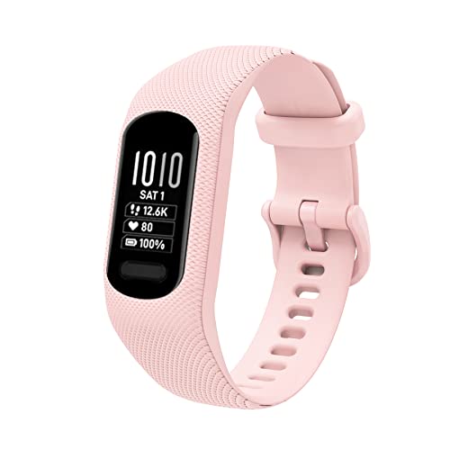 honecumi Armbänder Kompatibel mit Garmin vivosmart 5 Ersatzarmband Damen Herren, Weiches Silikon Klassisches verstellbares Sport Wechselarmband Zubehör Stilvolles Armband，Klein/Rosa von honecumi