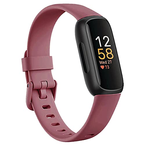 honecumi Armband Kompatibel mit Fitbit Inspire 3 Smart Watch Ersatz Armbänder für Damen Herren, Inspire 3 Silikon Strap Buntes Klassisch Verstellbares Sport Band Zubehör - Kleine,Tiefes Rosa von honecumi