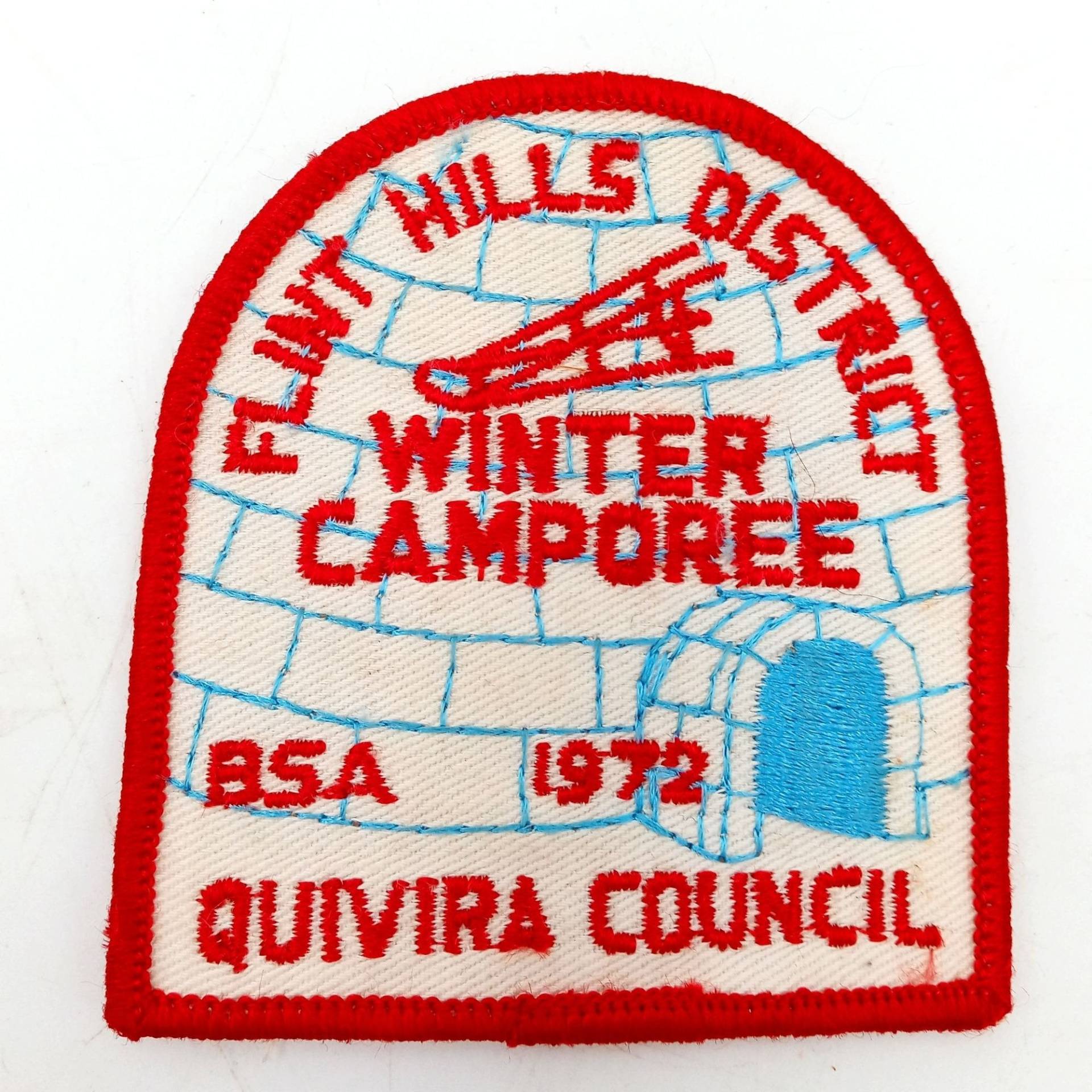 Boy Scouts Vintage Patch Rot Weiß Bsa Flint Hills 1972 Quivera Council Winter Camporee Igloo von honeyblossomstudio