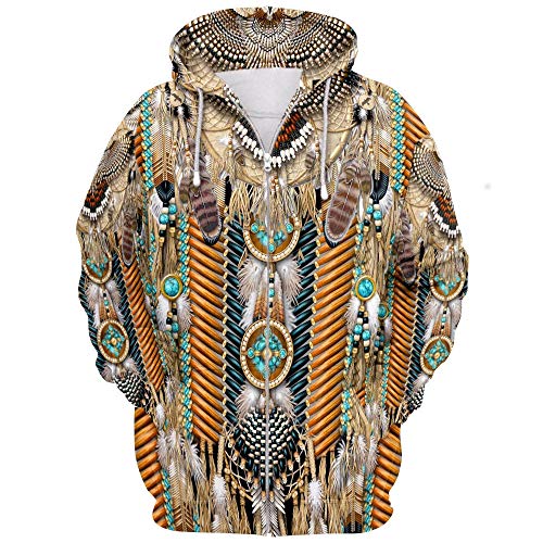 huateng Native American Indian 3D Digitaldruck Reißverschluss Sweatshirt Paar Hoodies Persönlichkeit Sweatshirts Cospaly Kleidung von huateng