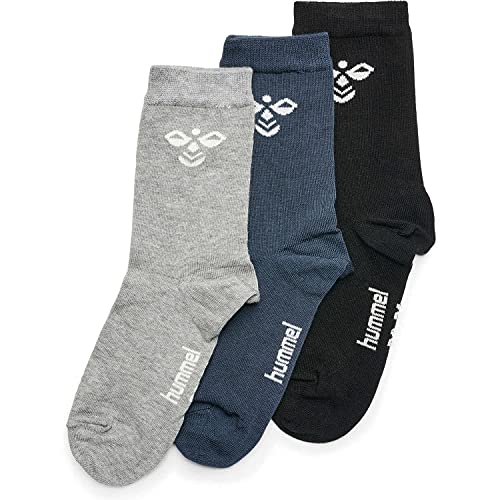 hummel Kinder Socken Sutton 3-Pack Sock 207550 Black/Grey Melange/Blue Nights 24-27 von hummel