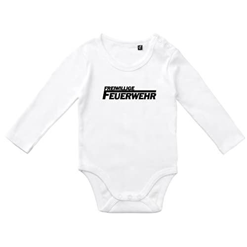 HUURAA Baby Body Freiwillige Feuerwehr langes F Unisex Langarm Strampler Größe 62 White mit Motiv für Lebensretter Geschenk Idee zur Baby Party für Neugeborene und Kleinkinder von HUURAA