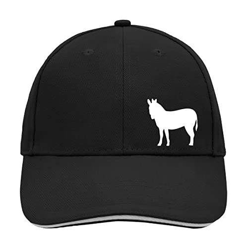 Huuraa Cappy Mütze Esel Silhouette Unisex Kappe Größe Black/Light Grey mit Motiv für alle Tierfreunde Geschenk Idee für Freunde und Familie von Huuraa