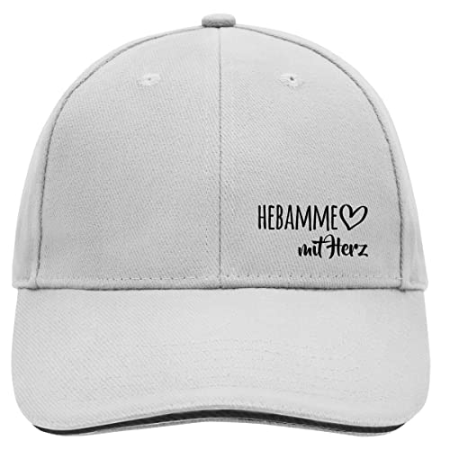 HUURAA Cappy Mütze Hebamme mit Herz Unisex Kappe Dark Grey/White mit Motiv für die tollsten Menschen Geschenk Idee für Freunde und Familie von HUURAA