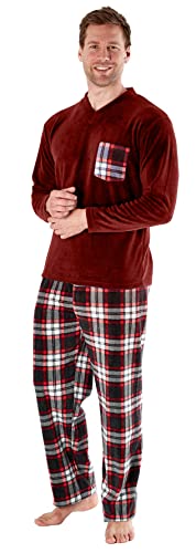 i-Smalls Herren-Schlafanzug aus Fleece, wendbar, langärmelig, Nachtwäsche, rot, XL von i-Smalls