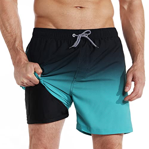 iCKER Badehose Herren Kompression Liner 2 in 1 Badeshorts Board Shorts Schnelltrocknend Strand Beach Shorts,Grün,XL von iCKER