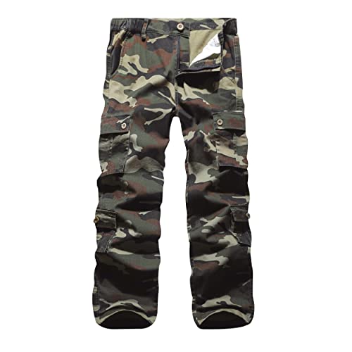 iCKER Herren Cargo Hose Camouflage Hose militär Casual Outdoor Arbeitshose Freizeithose, Camo Grün, 38 von iCKER