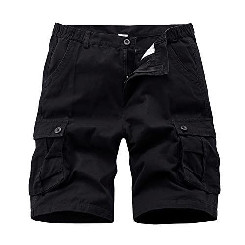 iCKER Herren Cargo Shorts Camouflage Freizeit männer Kurze Hose Lose Fit Baumwolle Bermuda Camo Shorts Sommer,Schwarz,Gr.36 von iCKER