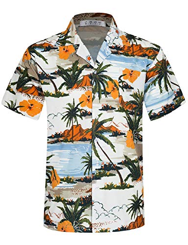 iCKER Hawaiihemd Herren Strandhemd Kurzarmhemd 3D-Gedrucktes Hemd Freizeithemd Sommerhemd Normale Passform, Weiß A12, 3XL von iCKER