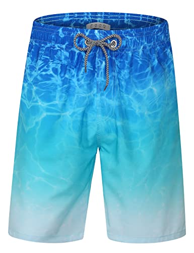 iCKER Herren Shorts Badehose Badeshorts Strand Shorts Beach Shorts Board Shorts Schnelltrocknend für Sommer,Blau SS1,XL von iCKER