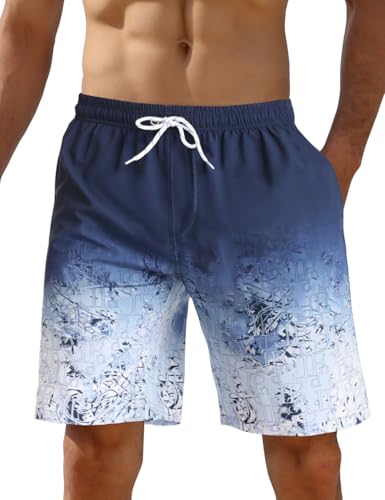 iCKER Herren Shorts Badehose Badeshorts Strand Shorts Beach Shorts Board Shorts Schnelltrocknend für Sommer,Blau STK306,S von iCKER