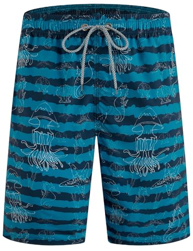 iCKER Herren Shorts Badehose Badeshorts Strand Shorts Beach Shorts Board Shorts Schnelltrocknend für Sommer,Blau STK313,4XL von iCKER