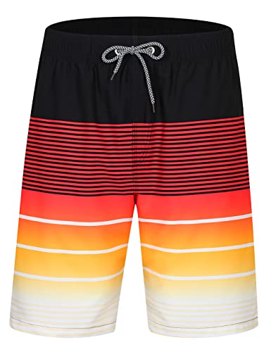 iCKER Herren Shorts Badehose Badeshorts Strand Shorts Beach Shorts Board Shorts Schnelltrocknend für Sommer,Gelb-S1,3XL von iCKER