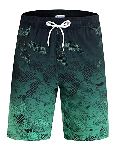 iCKER Herren Shorts Badehose Badeshorts Strand Shorts Beach Shorts Board Shorts Schnelltrocknend für Sommer,Grün SS1,XXL von iCKER