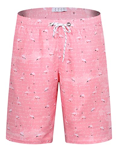 iCKER Herren Shorts Badehose Badeshorts Strand Shorts Beach Shorts Board Shorts Schnelltrocknend für Sommer,Rosa-5,L von iCKER