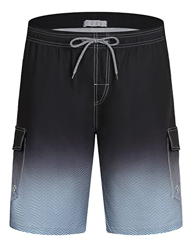 iCKER Herren Shorts Badehose Badeshorts Strand Shorts Beach Shorts Board Shorts Schnelltrocknend für Sommer,Schwarz-SAS,XXL von iCKER