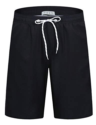 iCKER Herren Shorts Badehose Badeshorts Strand Shorts Beach Shorts Board Shorts Schnelltrocknend für Sommer,Schwarz-S3,XXXXL von iCKER