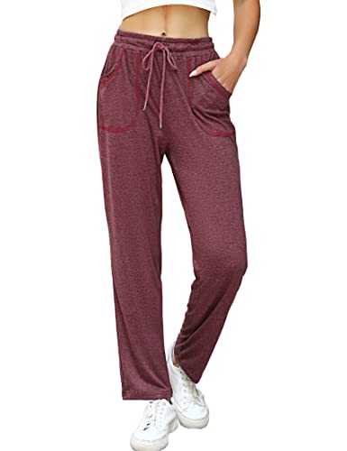 iClosam Jogginghose Baumwolle Damen Lang Freizeithose Sporthose Frauen Yoga Hosen Trainingshose Fitnesshose Sweathose Loose Fit mit Taschen und Verstellbarem Kordelzug von iClosam