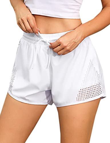 iClosam Damen 2 in 1 Sport Shorts Kurz Laufshorts Schnelltrocknende Turnhose Leichte Double Layers Fitnesshose Yogahose Hohe Elastizität und atmungsaktive S-XL von iClosam