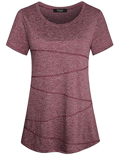 iClosam Sport Shirts für Damen Atmungsaktiv Stretch Funktionsshirt Rundhals Leicht Tshirt Schnelltrocknend Laufshirt von iClosam