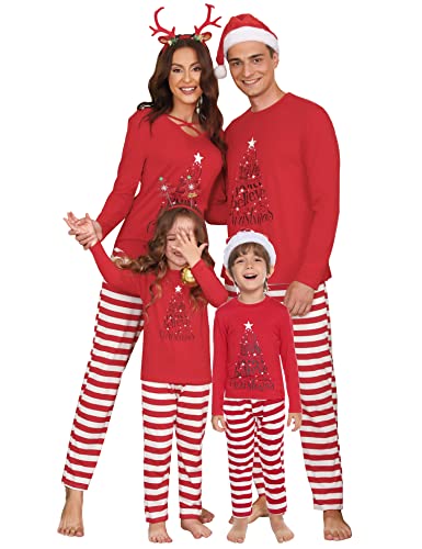 iClosam Weihnachts Pyjama Familie Set, Weihnachts Schlafanzug Damen und Herren Lang, Christmas Pyjama Baumwolle von iClosam