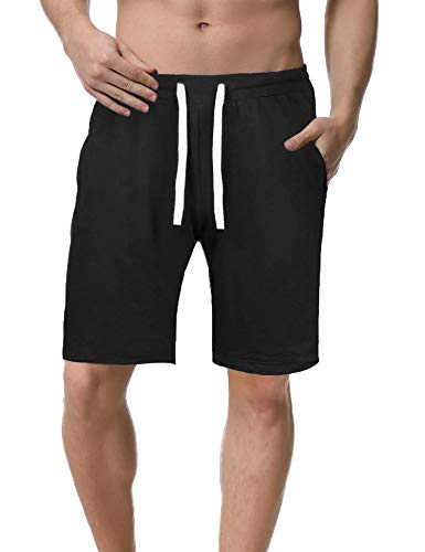iClosam Herren Shorts Baumwoll Trainingshorts Freizeit Activewear-Shorts Bequeme Sportshorts mit Kordelzug und praktischen Taschen von iClosam