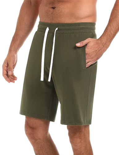 iClosam Kurze Hosen Herren Sporthose Jogginghose Shorts Bermuda Sommer Baumwolle Stretchstoff Sport Shorts mit Kordelzug und praktischen Taschen von iClosam