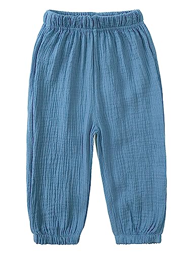 Kinder Mädchen Jungen Sommer Anti-Moskito Bloomers Leinenhose Baumwolle Lange Hosen dünn Pumphose Haremshose Strand Urlaub Lässige Hose Blau 116-122 von iEFiEL