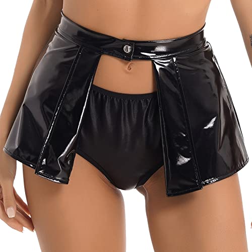 iEFiEL Damen Lackleder Gefalteter Röcke Kurz Latex Rock A-Linie Faltenrock Optik Lederrock Rockgürtel Rave Party Clubwear A Schwarz S iEFiEL Damen Lackleder Gefalteter Röcke Kurz Latex Rock A-Linie Faltenrock Optik Lederrock Rockgürtel Rave Party Clubwear A Schwarz S von iEFiEL