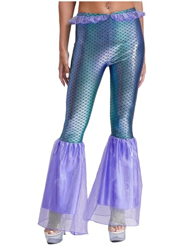iEFiEL Damen Meerjungfrau Leggings Rüschen Hosen Fischschuppen Druck Schlaghosen Mermaid Faschingskostüm Weite Hose Blau 3XL iEFiEL Damen Meerjungfrau Leggings Rüschen Hosen Fischschuppen Druck Schlaghosen Mermaid Faschingskostüm Weite Hose Blau 3XL von iEFiEL