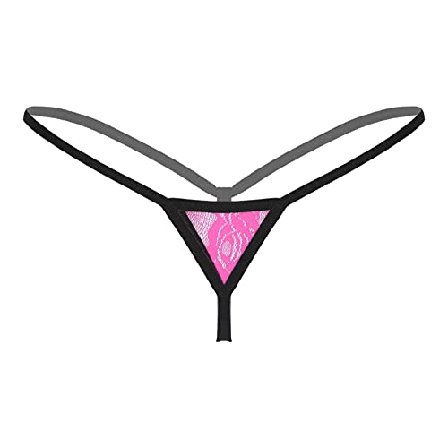 iEFiEL Damen Strings Tangas Mini Micro String Unterhose Sexy Panties Panty Unterwäsche mit Reißverschluss T-Back Dunkel Rosa Einheitsgröße von iEFiEL