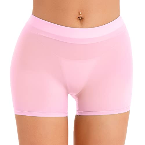 iEFiEL Damen Boxer Shorts Transparente Unterhosen Nylon Boxer Brief Unterwäsche Low Rise Höschen Atmungsaktiv Shorts Rosa Einheitsgröße von iEFiEL