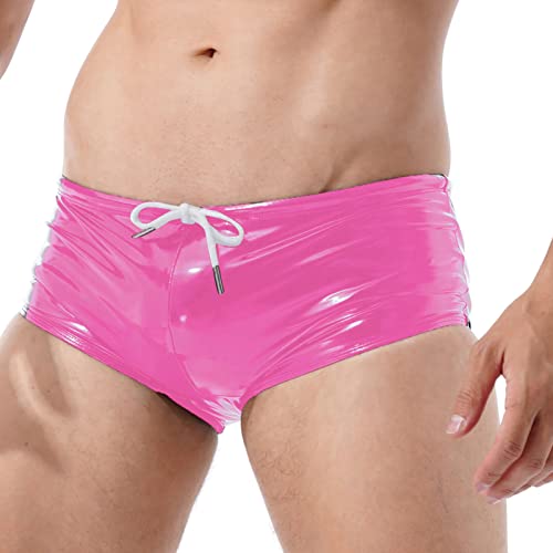 iEFiEL Herren Wetlook Shorts Badehose Badeshorts Swim Shorts Men Swimming Sporthose Kurze Hose Schnelltrockend Sport Schwimmhose Mit Kordelzug S-4XL Rosa M von iEFiEL