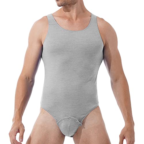 iEFiEL Herren Overall mit Kent Kragen Kurzarm Poloshirt Hemd Bodysuit mit Druckknöpfe im Schritt Männer Sportbody Tops Clubwear W Grau Ärmellos XL iEFiEL Herren Overall mit Kent Kragen Kurzarm Poloshirt Hemd Bodysuit mit Druckknöpfe im Schritt Männer Sportbody Tops Clubwear W Grau Ärmellos XL von iEFiEL