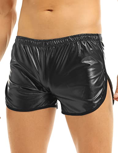 iEFiEL Herren Wetlook Boxershort Leder-Optik Unterhose Boxer Breifs Trunk Männer Reizwäsche Bademode Schwarz Schwarz XXL von iEFiEL