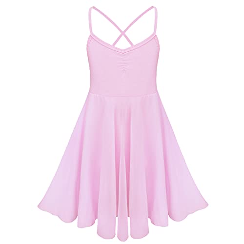 iEFiEL Mädchen Ballettkleid Ballett Chiffon Kleid Tanzkleid Leotard Kinder Ballettanzug Tanzen Kleider für 92-140 Rosa 110-116 von iEFiEL