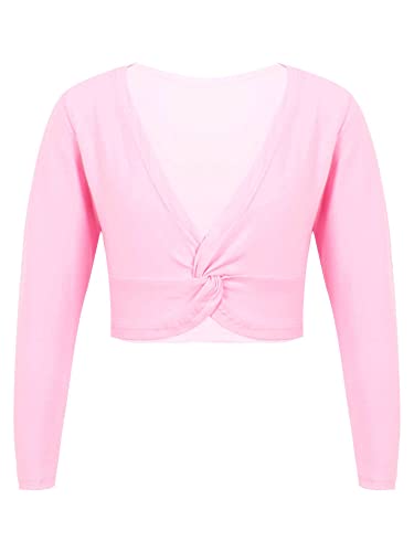 iEFiEL Mädchen Baumwolle Ballettjacke Lange Ärmel Tanzkleidung Ballett Trikot Tanz Oberteile Gymnastik Ballett Bolero Rosa 80-116 von iEFiEL