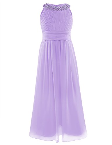 iEFiEL Mädchen Prinzessin Kleid Hochzeits Festzug Kleid Blumenmädchenkleid Festlich Kleid Abendkleid Partykleid gr. 104 116 128 140 152 164 170 Lavender 128 von iEFiEL