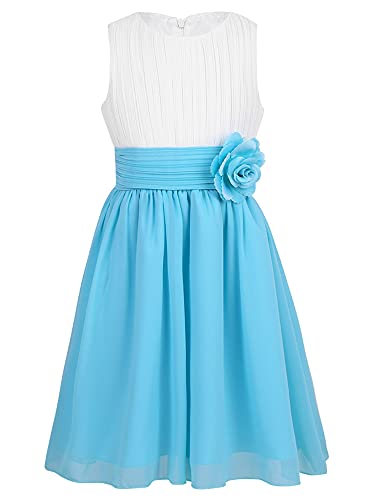 iEFiEL Sweet Prinzessin Lace Blumenmädchenkleider für Hochzeits Brautjungfern Festzug Partei Festliches Kleid Gr. 92-170 Y Weiss & Himmelblau 152 von iEFiEL