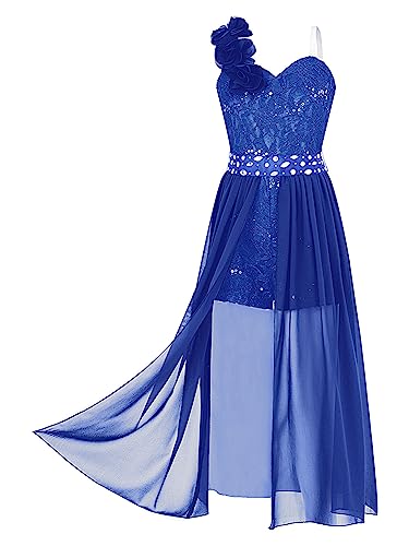 iEFiEL Sweet Prinzessin Lace Blumenmädchenkleider für Hochzeits Brautjungfern Mädchen Kleid Festlich Kinder Overall Jumpsuit Gr. 104-176 Zd Royal Blau 152 von iEFiEL