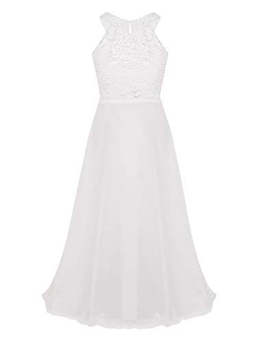 iEFiEL Sweet Prinzessin Lace Blumenmädchenkleider für Hochzeits Mädchen Festliches Kleid Brautjungfernkleid Festzug Partykleid Z Weiß 164 von iEFiEL