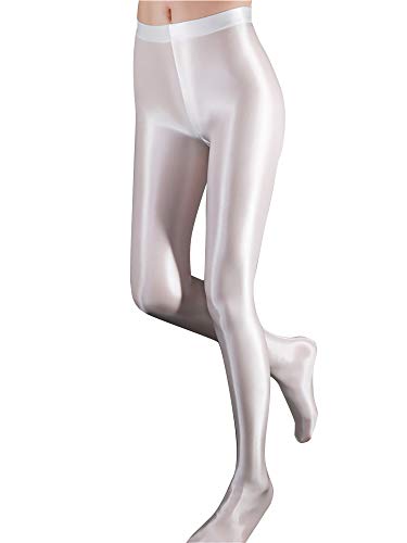 iEFiEL Topmodisch Damen glänzende Strumpfhose Blickdichte Silk Strumpfhosen Tanzstrumpfhose 70den Strümpfe Frauen Shaping Socken Öl Socken Shiny gr. M-XL Weiß L von iEFiEL