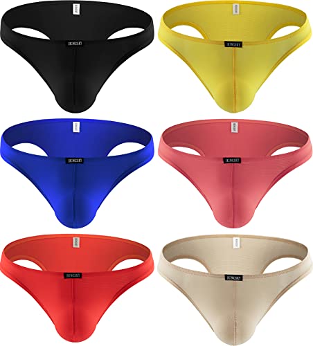 iKingsky Brasilianischer Rücken Slips Gestreift Halb Zurück Bikini-Unterwäsche Sexy Niedrigen Taillen Halber Schlupf Unterhose Hüft-Slips für Männer (Mittel, 6er Pack) von iKingsky