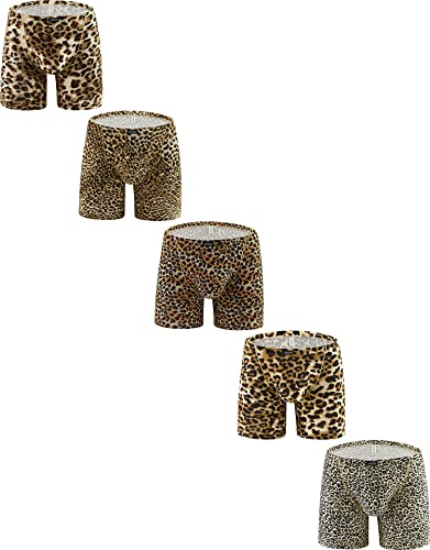 iKingsky Herren Langbeinige Leopardenstämme Ausbuchtung Unterwäsche Sexy Uiedrigen Taillen Unterhose fur Männer (Klein, 5er Pack) von iKingsky