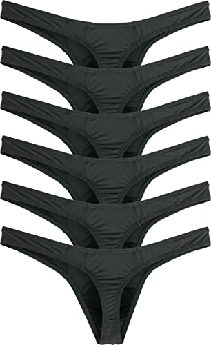 iKingsky Herren Strings T-Back Männer Unterwäsche Tanga Sexy Aiedrigen Taillen Unterhose (XX-Large, Schwarz-6er Pack) von iKingsky