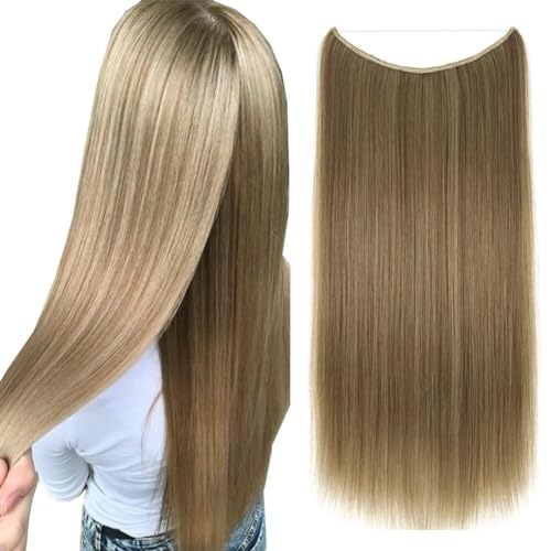 iLUU Synthetische Haarverlängerungen Haarteile #10/613 Braun Gemischt mit Bleiche Blond 22"/80g langes gerades Haar für Mädchen Frauen Party Hochzeit von iLUU